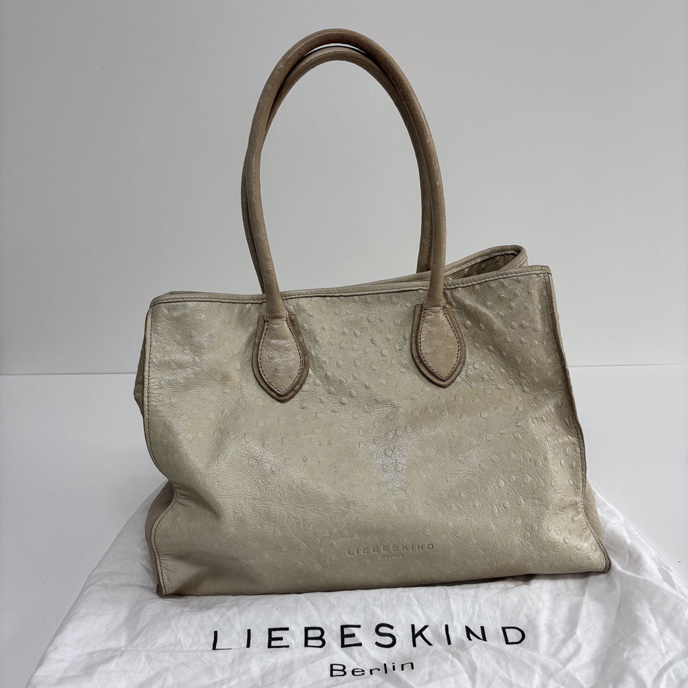 LIEBESKIND CREAM OSTRICH SHOPPER