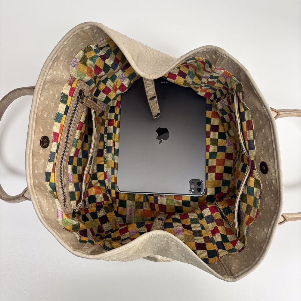 LIEBESKIND CREAM OSTRICH SHOPPER