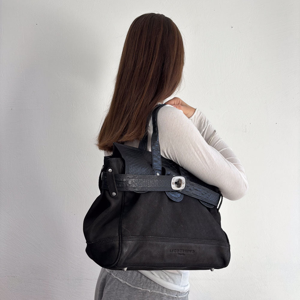 LIEBESKIND SATCHEL SNAKE BLACK