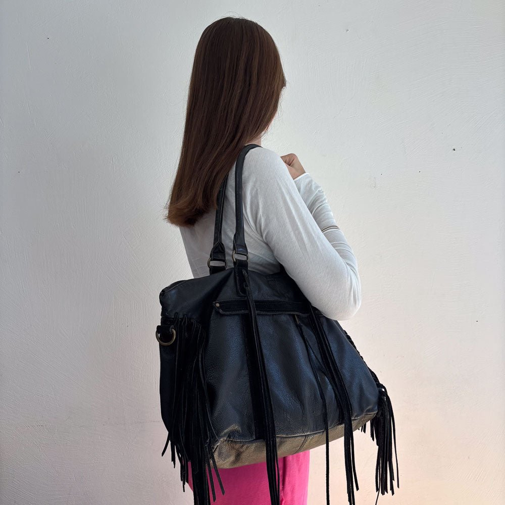 LIEBESKIND FRINGE SHOPPER BLACK