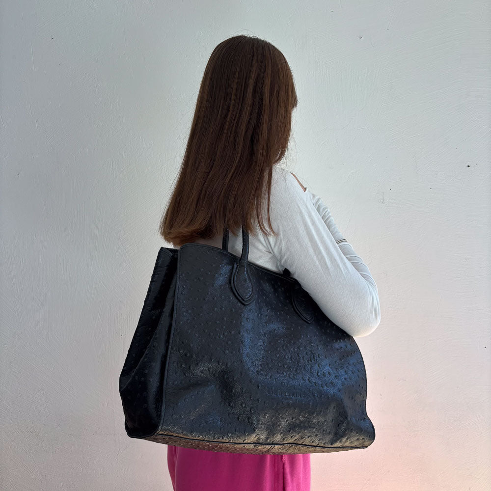 LIEBESKIND OSTRICH SHOPPER BLACK