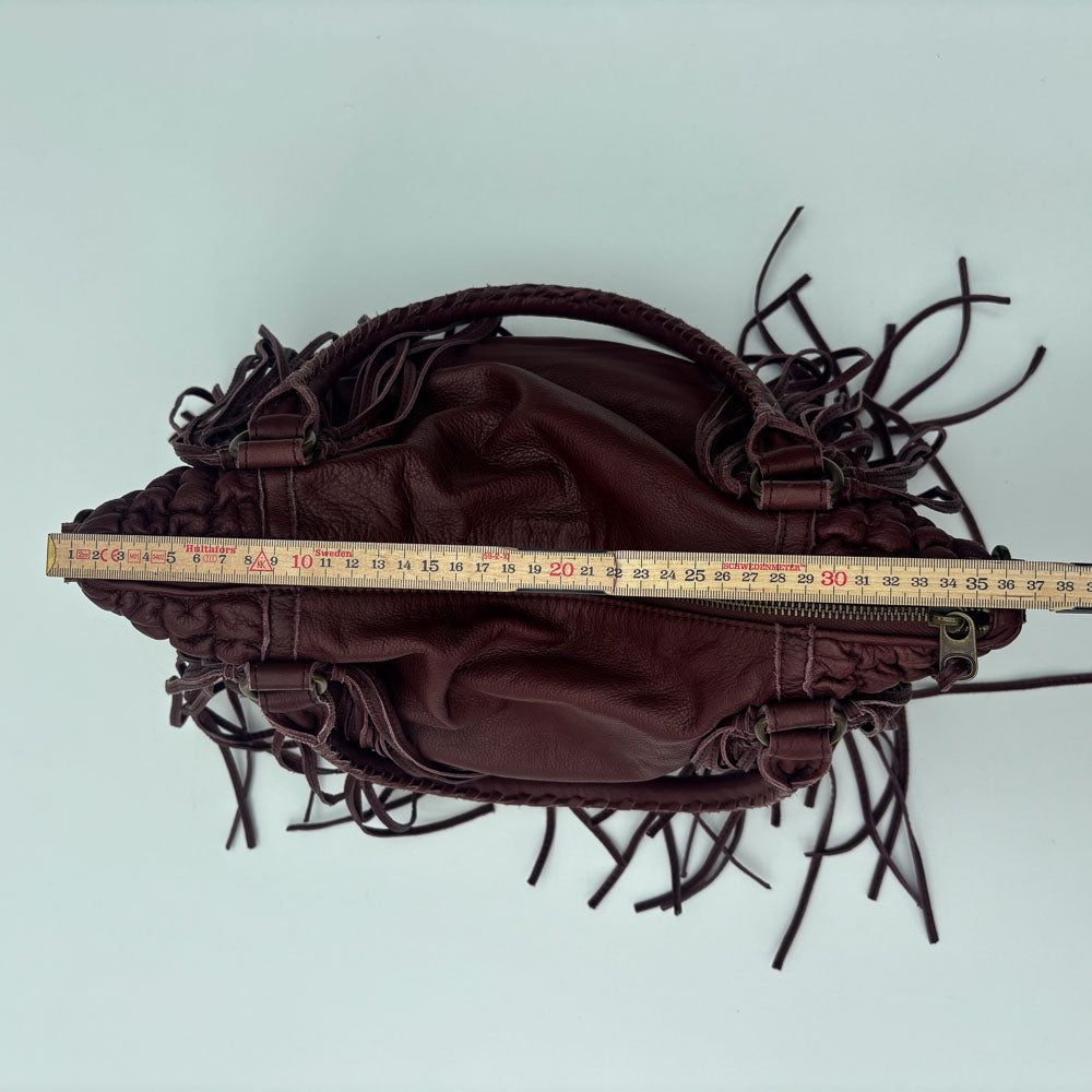 LIEBESKIND FRINGE HOBO BURGUNDY