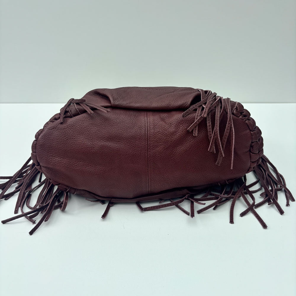 LIEBESKIND FRINGE HOBO BURGUNDY