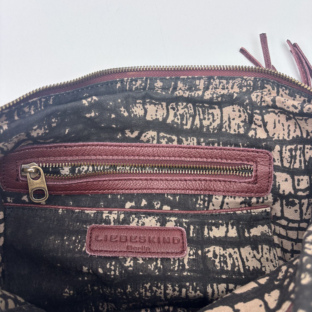 LIEBESKIND FRINGE HOBO BURGUNDY