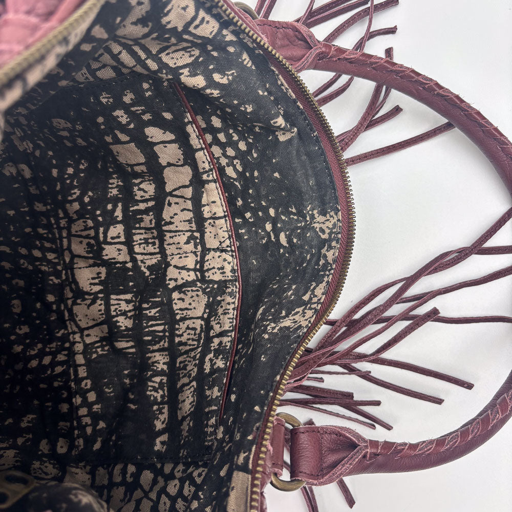 LIEBESKIND FRINGE HOBO BURGUNDY