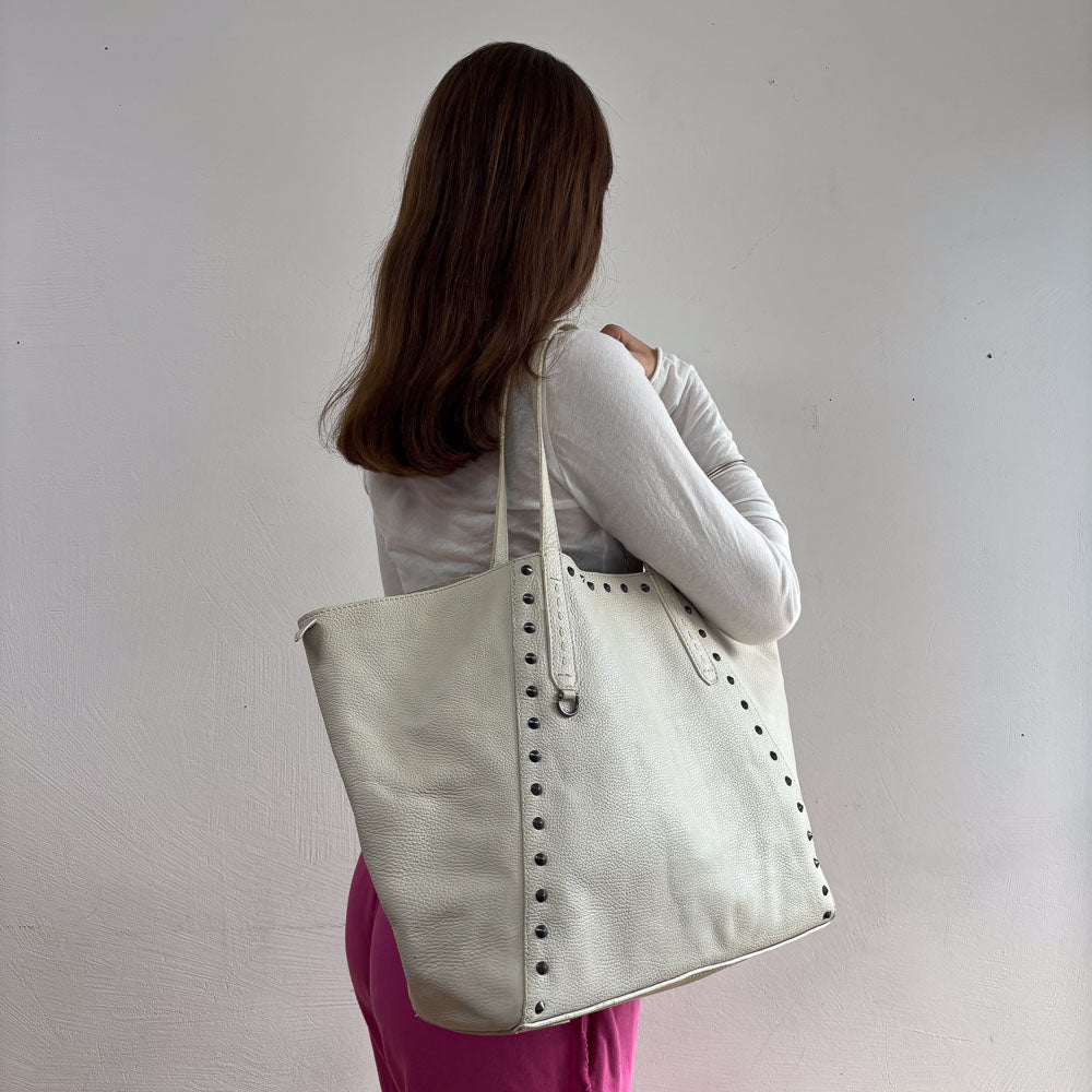 LIEBESKIND STUDS SHOPPER WHITE