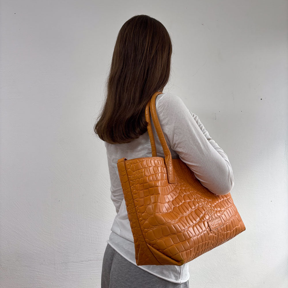 LIEBESKIND KROKO SHOPPER PUMPKIN