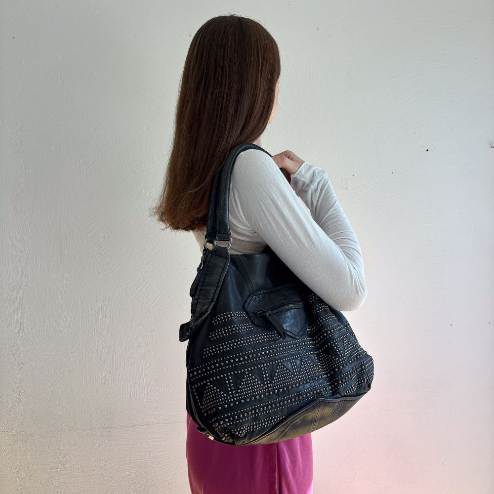 LIEBESKIND BLACK STUDS HOBO