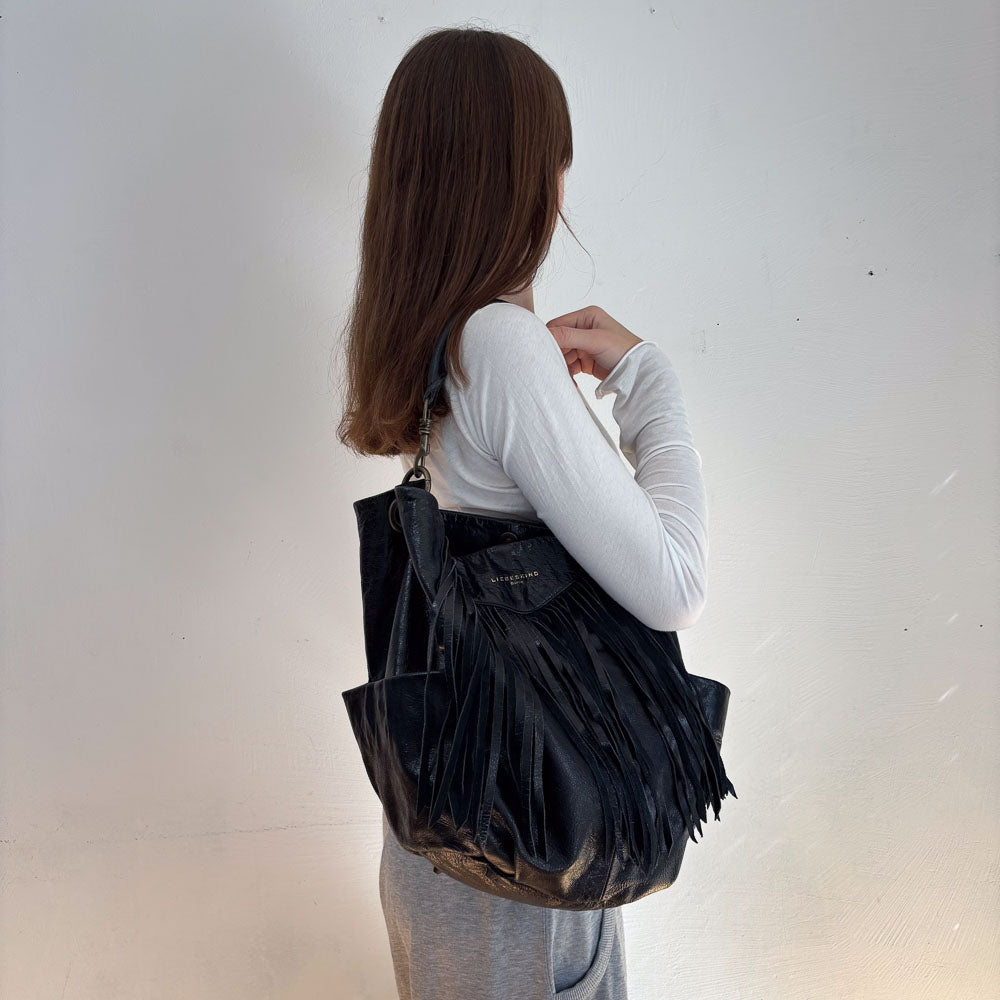 LIEBESKIND FRINGE HOBO BLACK