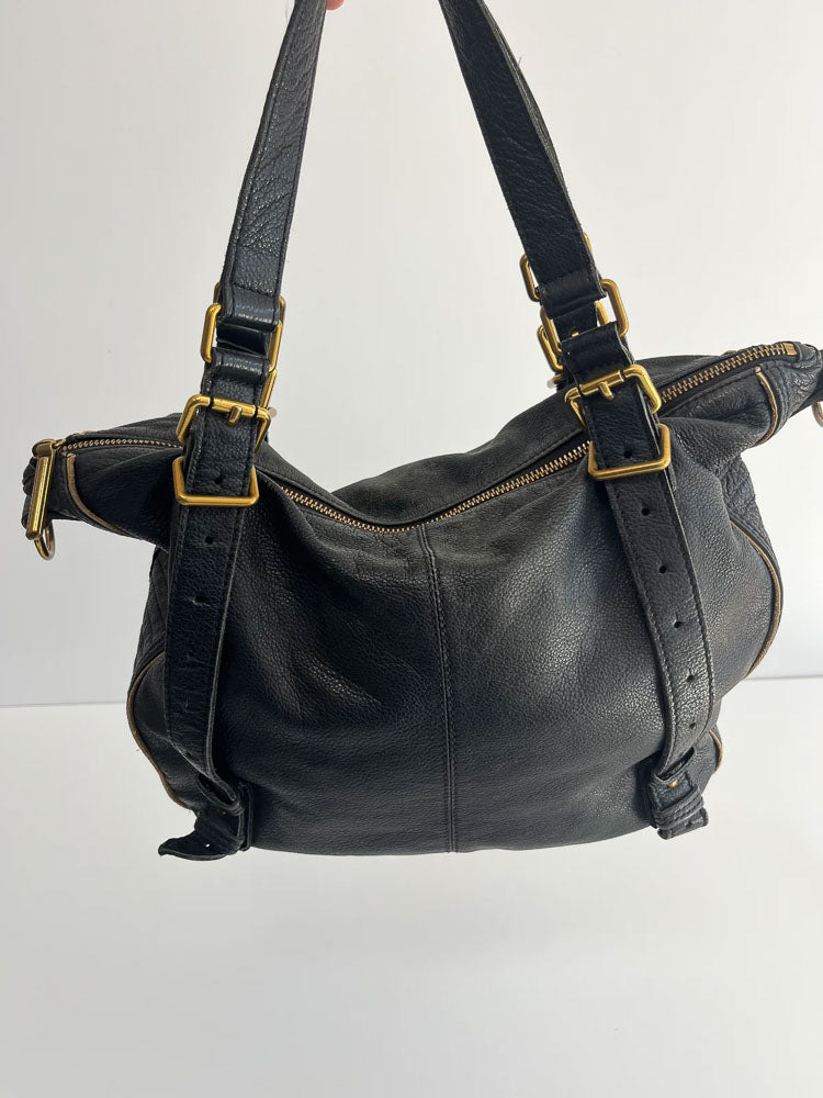 LIEBESKIND LEATHER BAG BLACK SNAKE