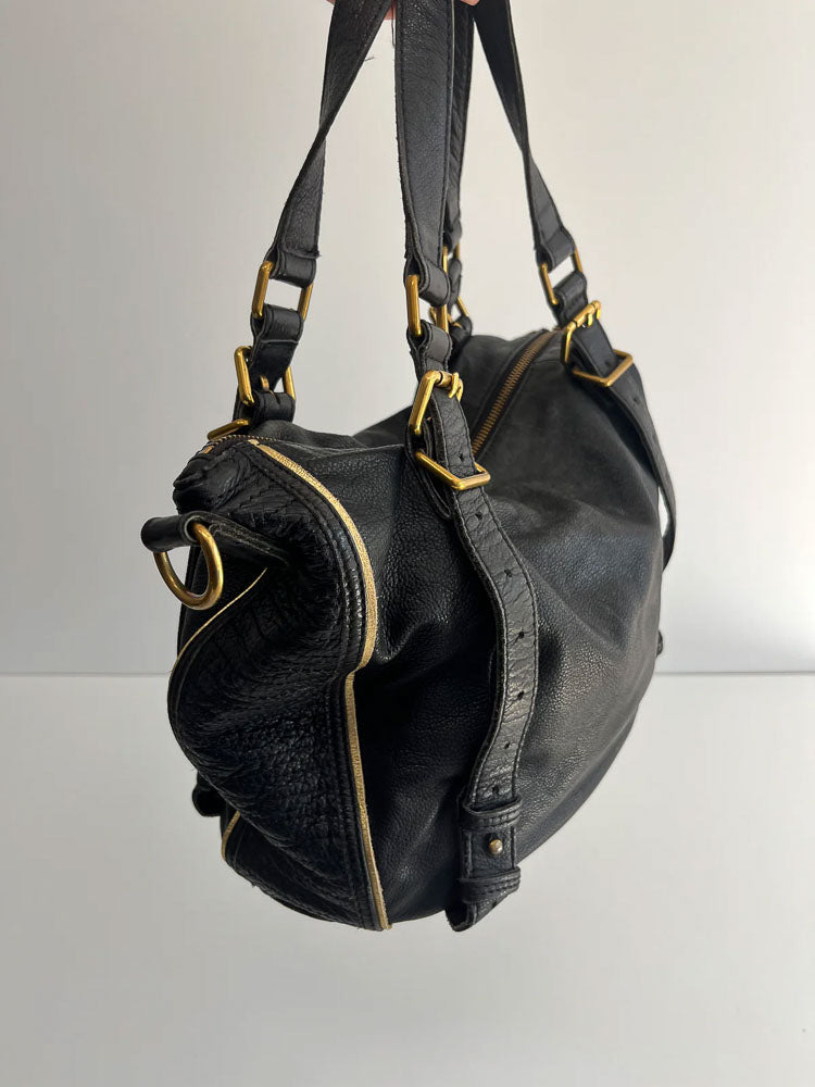 LIEBESKIND LEATHER BAG BLACK SNAKE