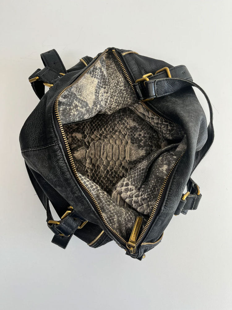 LIEBESKIND LEATHER BAG BLACK SNAKE