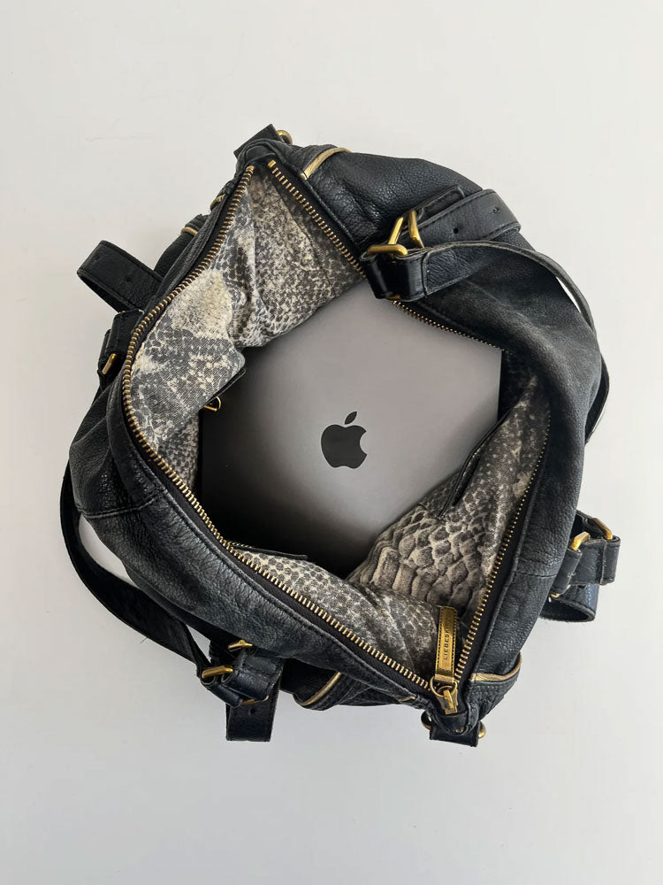 LIEBESKIND LEATHER BAG BLACK SNAKE