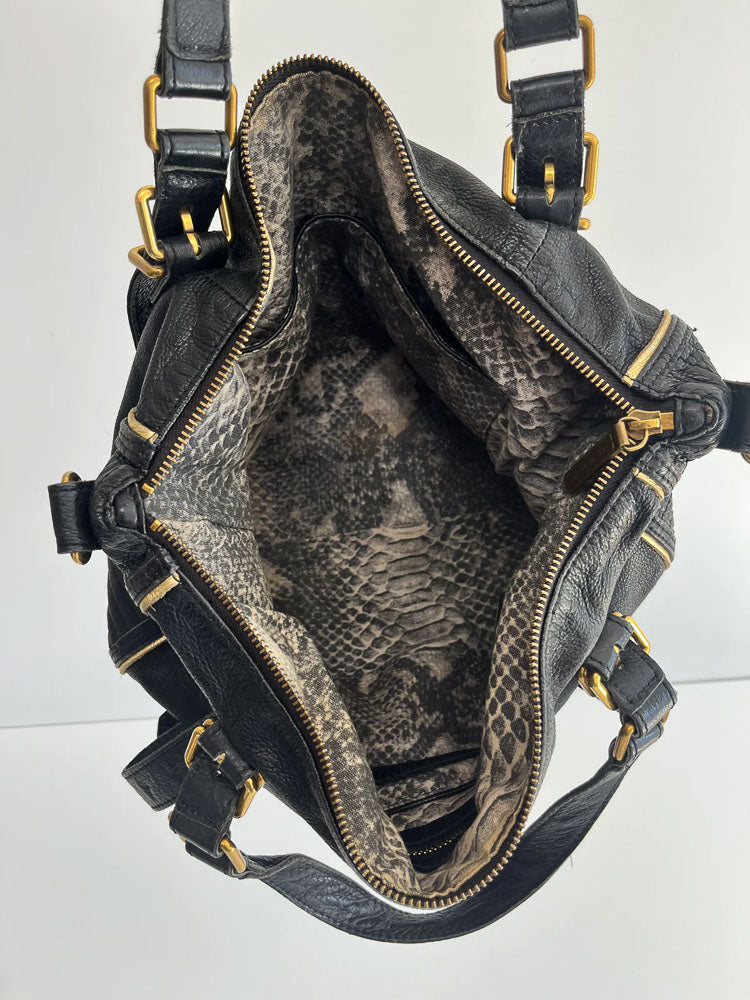 LIEBESKIND LEATHER BAG BLACK SNAKE