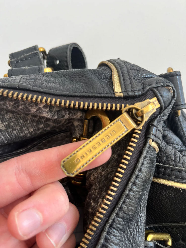 LIEBESKIND LEATHER BAG BLACK SNAKE