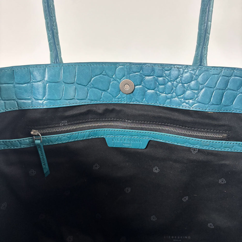 LIEBESKIND CHELSEA KROKO SHOPPER PETROL L