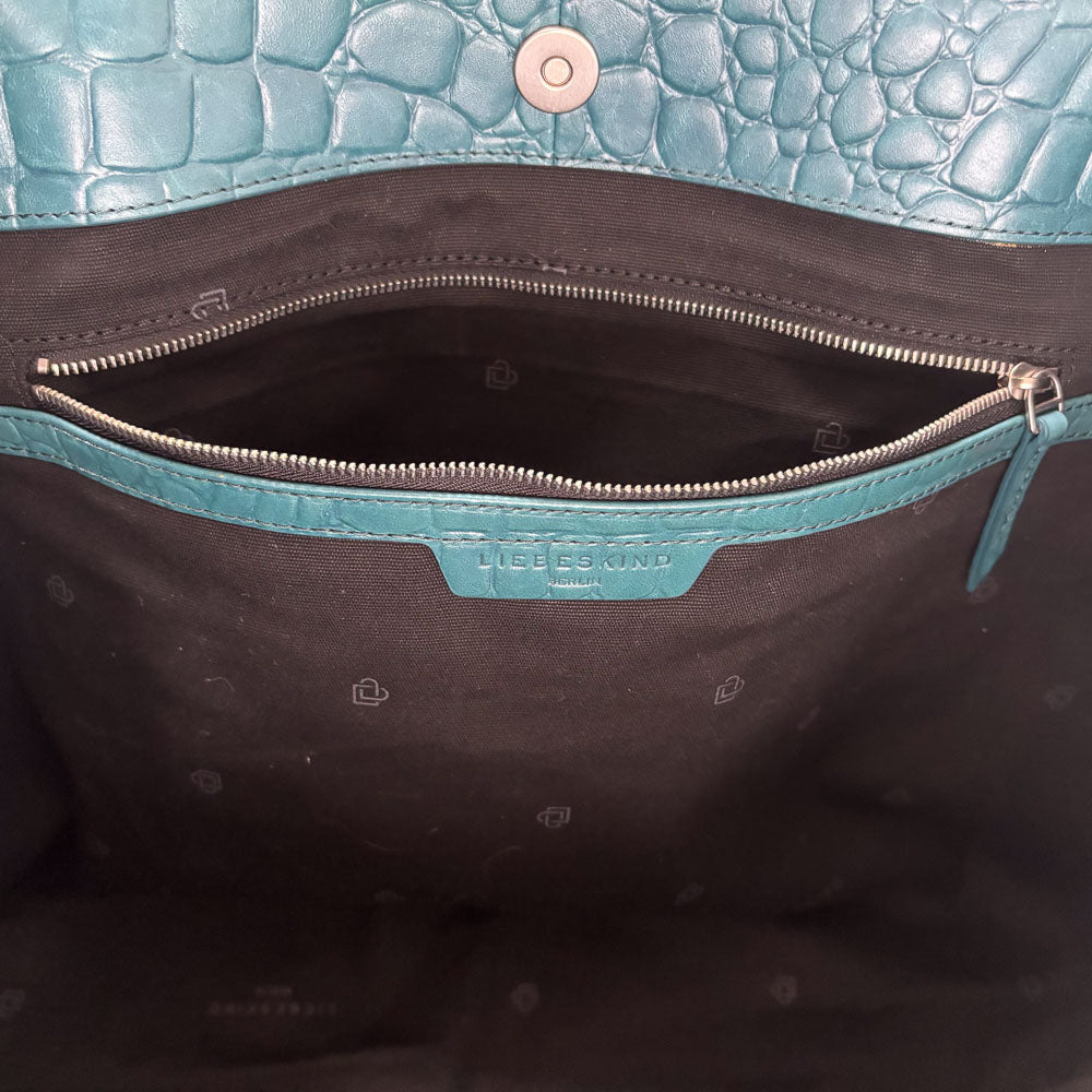 LIEBESKIND CHELSEA KROKO SHOPPER PETROL L