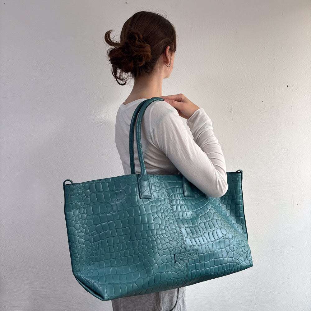 LIEBESKIND CHELSEA KROKO SHOPPER PETROL L