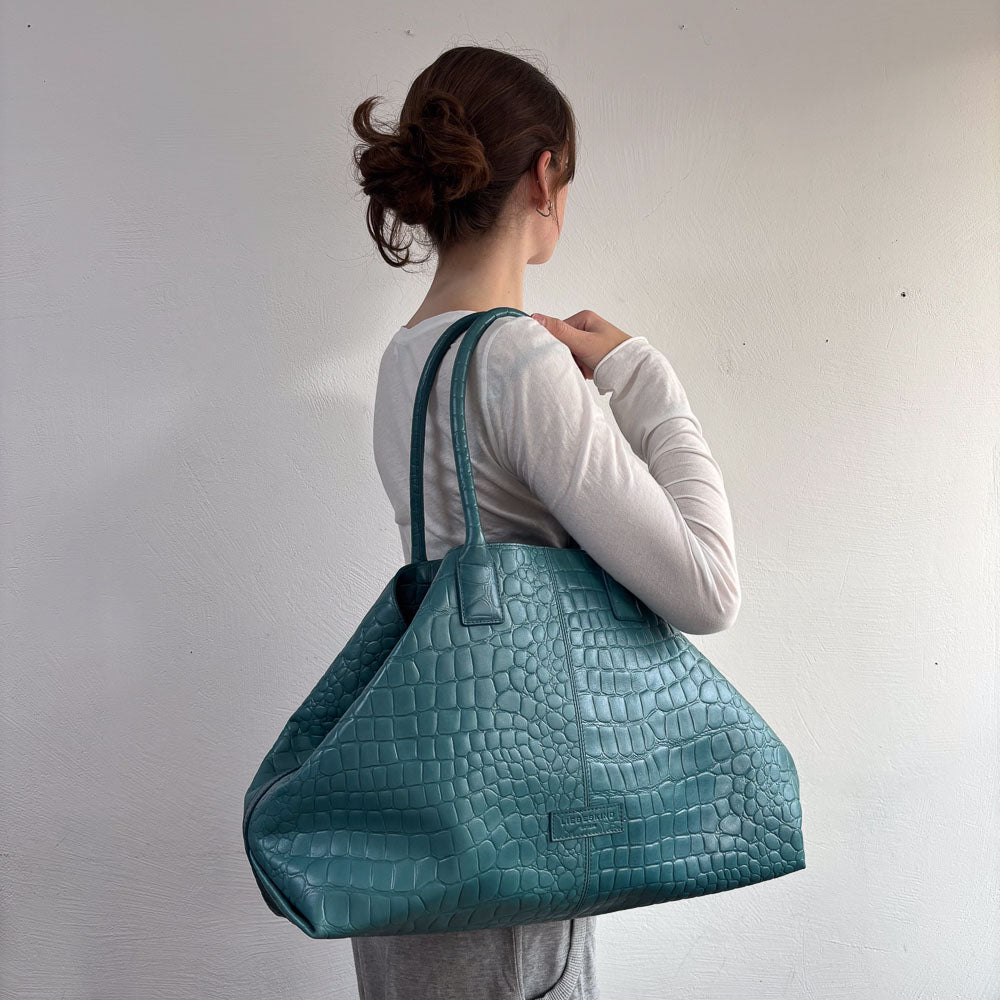 LIEBESKIND CHELSEA KROKO SHOPPER PETROL L