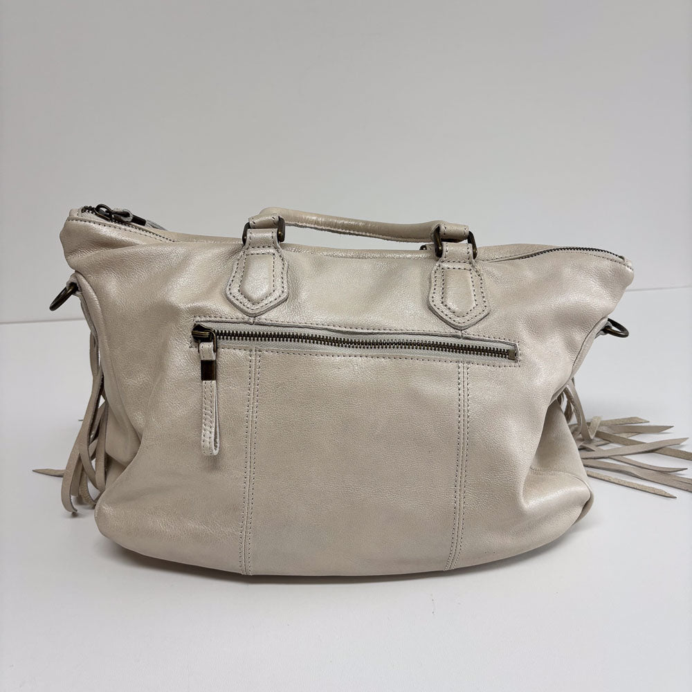 LIEBESKIND METALLIC WHITE FRINGE BAG