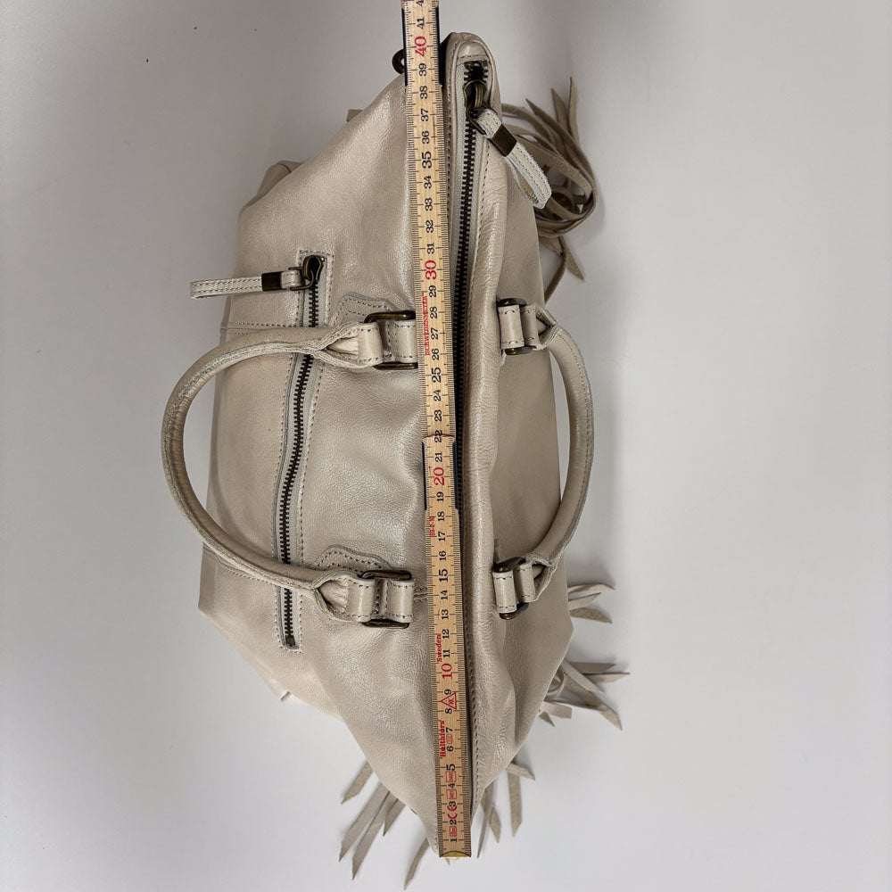 LIEBESKIND METALLIC WHITE FRINGE BAG