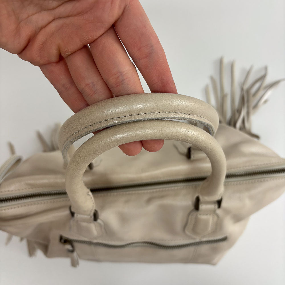 LIEBESKIND METALLIC WHITE FRINGE BAG