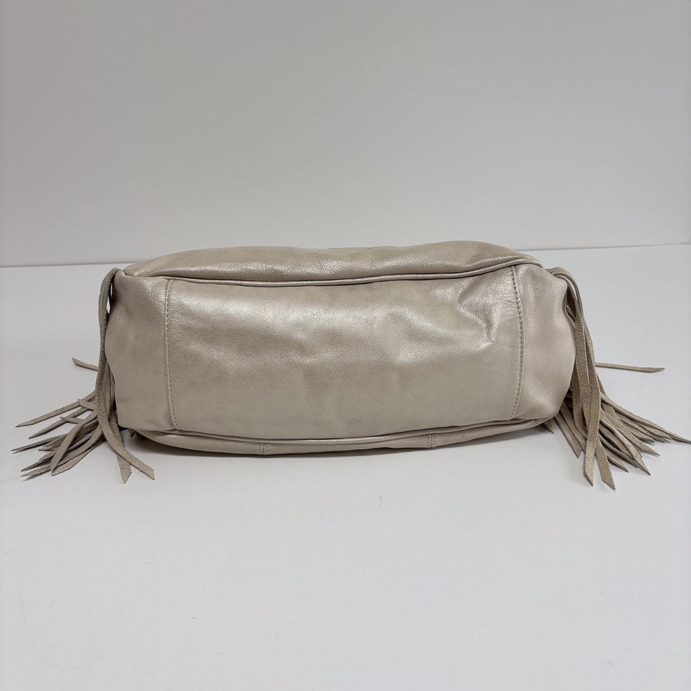 LIEBESKIND METALLIC WHITE FRINGE BAG