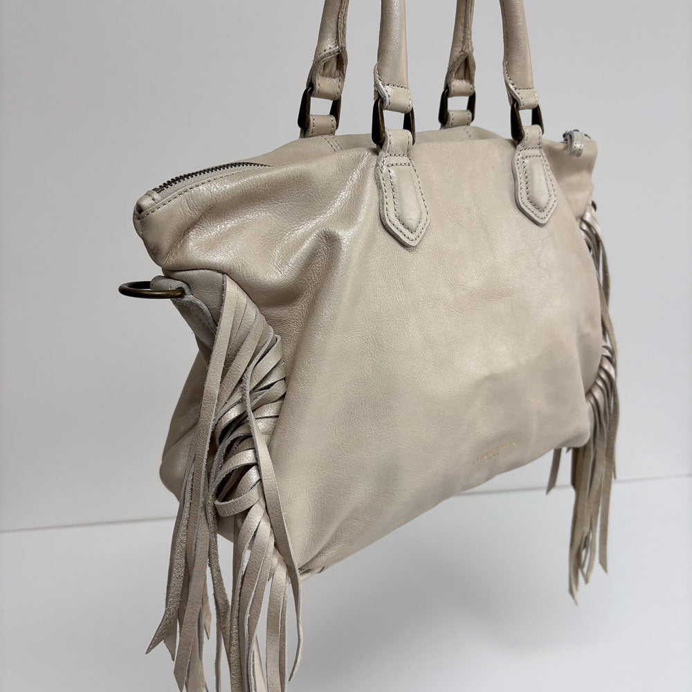 LIEBESKIND METALLIC WHITE FRINGE BAG