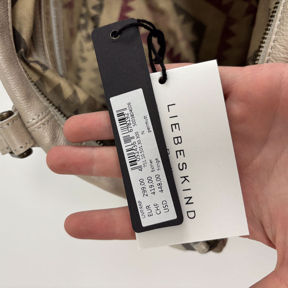 LIEBESKIND METALLIC WHITE FRINGE BAG