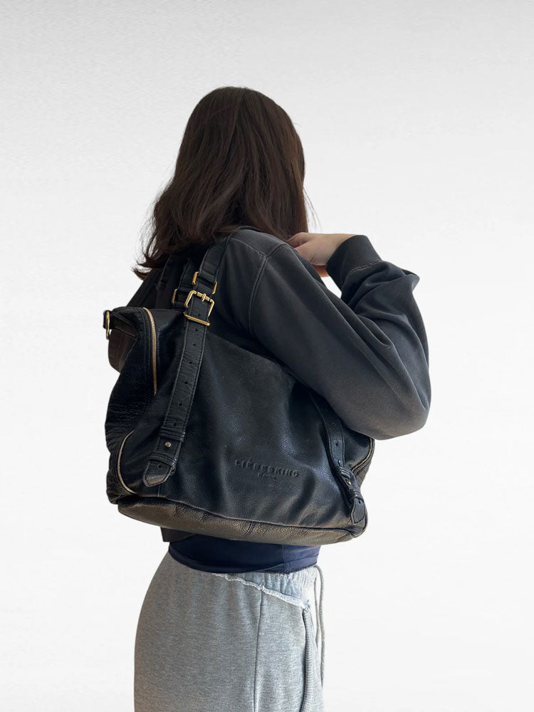 LIEBESKIND LEATHER BAG BLACK SNAKE
